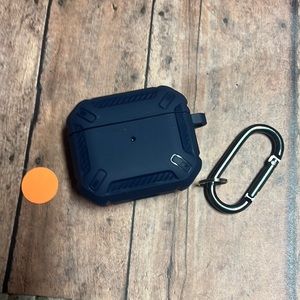 5for$10 AirPods generation three case silicone Navy Blue with carabiner clip